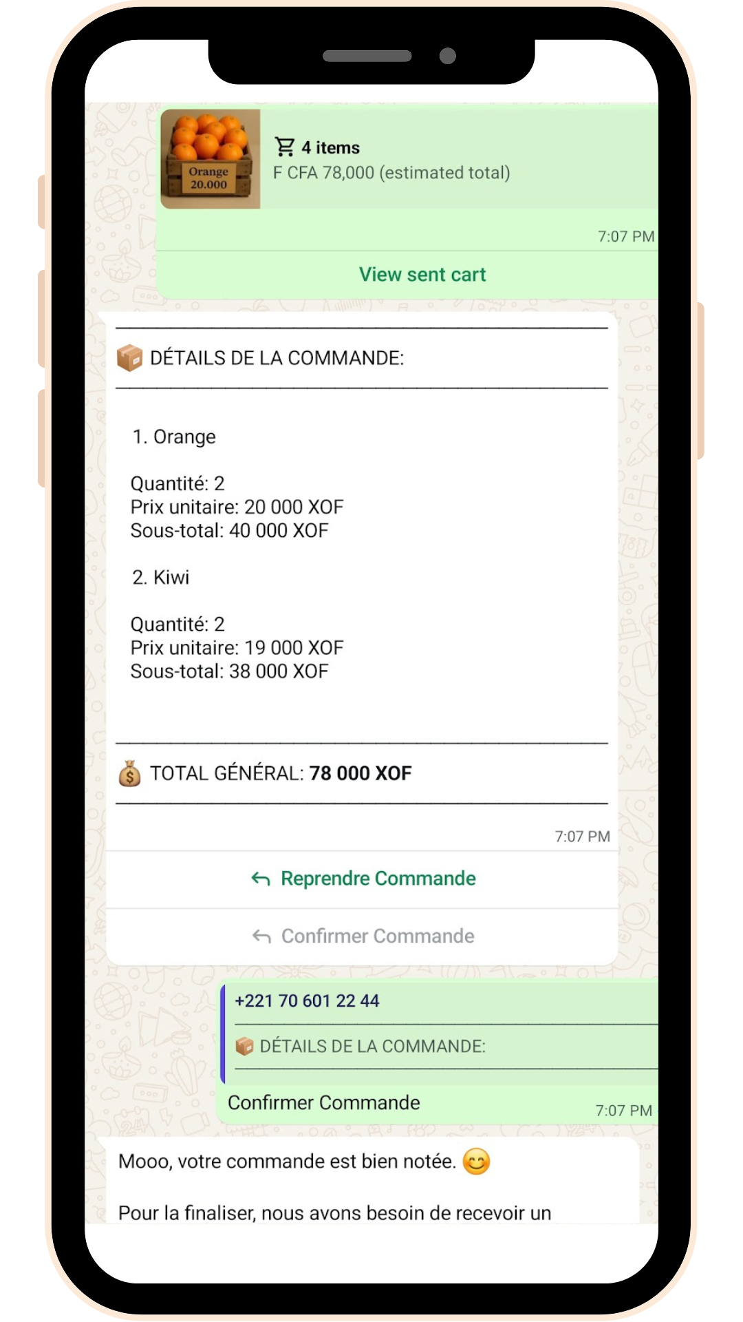 Chatbot Peelo sur un téléphone
